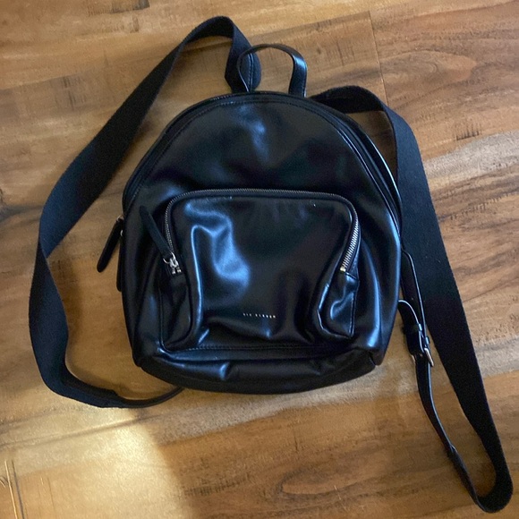Mini Black (Faux Leather) Backpack - Picture 1 of 2